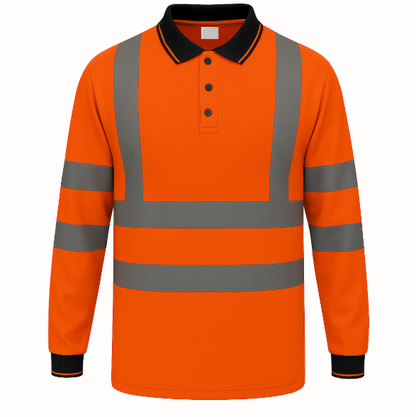 GM Workwear High Visibility Long Sleeve Polo Shirt