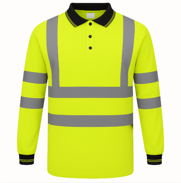 GM Workwear High Visibility Long Sleeve Polo Shirt