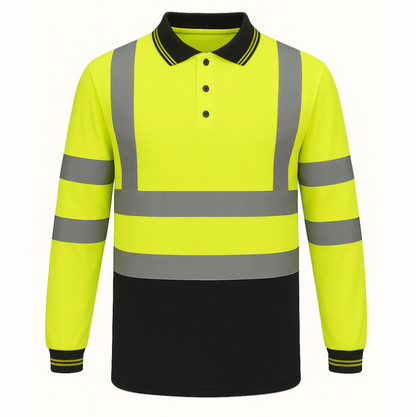 GM Workwear High Visibility Long Sleeve Polo Shirt