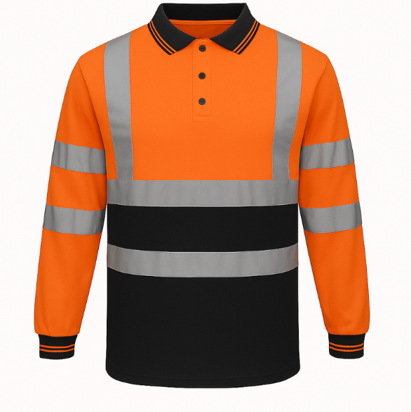 GM Workwear High Visibility Long Sleeve Polo Shirt