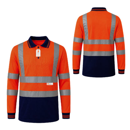 GM Workwear High Visibility Long Sleeve Polo Shirt