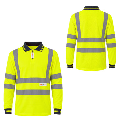 GM Workwear High Visibility Long Sleeve Polo Shirt