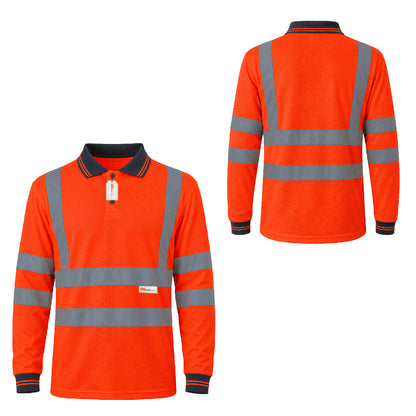 GM Workwear High Visibility Long Sleeve Polo Shirt