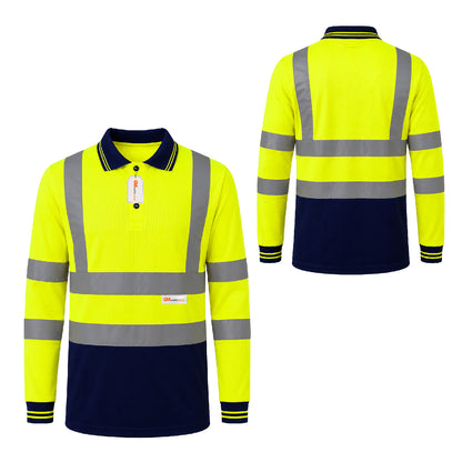 GM Workwear High Visibility Long Sleeve Polo Shirt