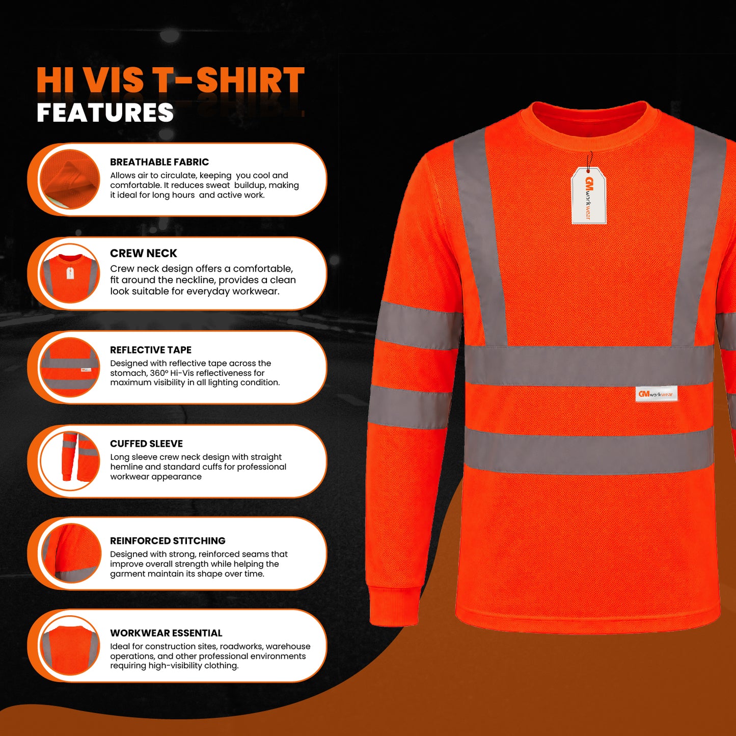 High Visibility Long Sleeve Crew Neck