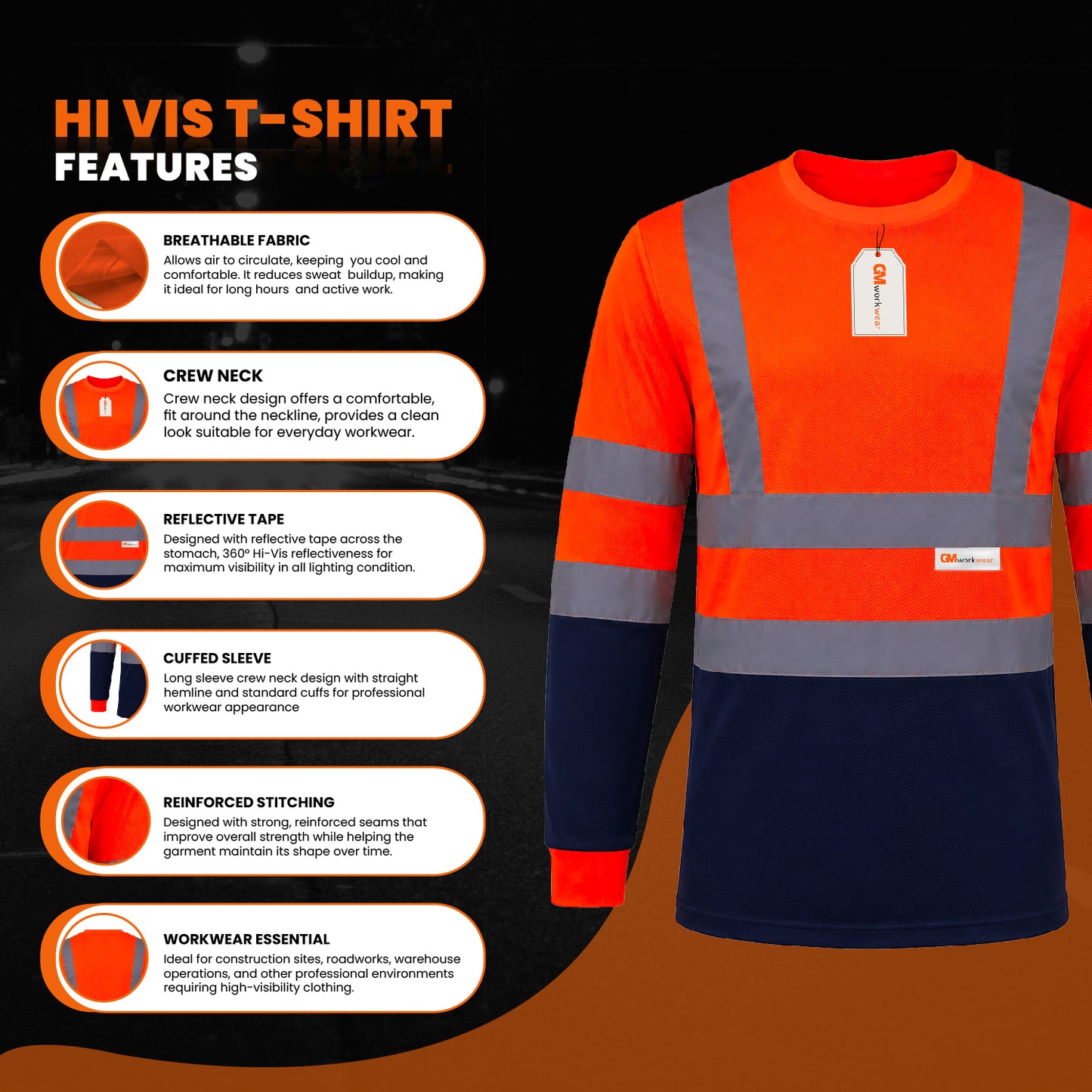 High Visibility Long Sleeve Crew Neck