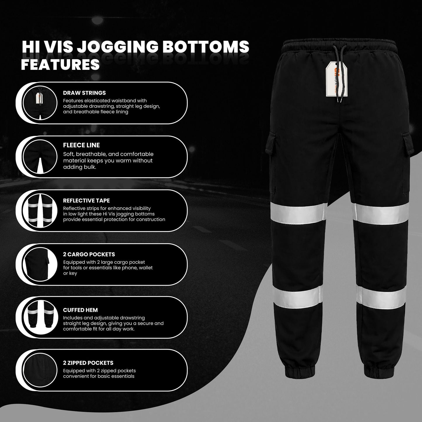 GM Workwear High Visibility Joggers