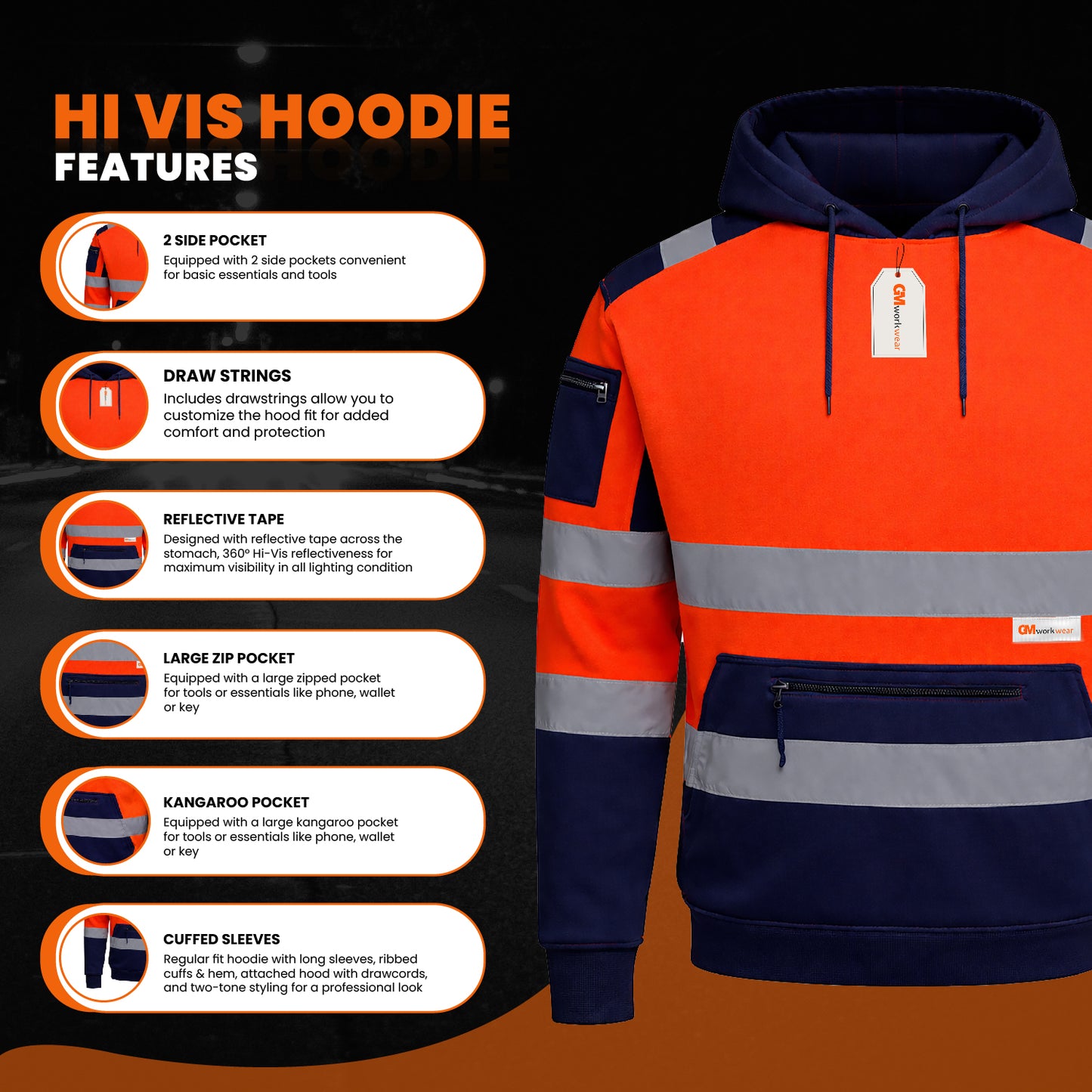High Visibility Reflective Pullover Hoodie