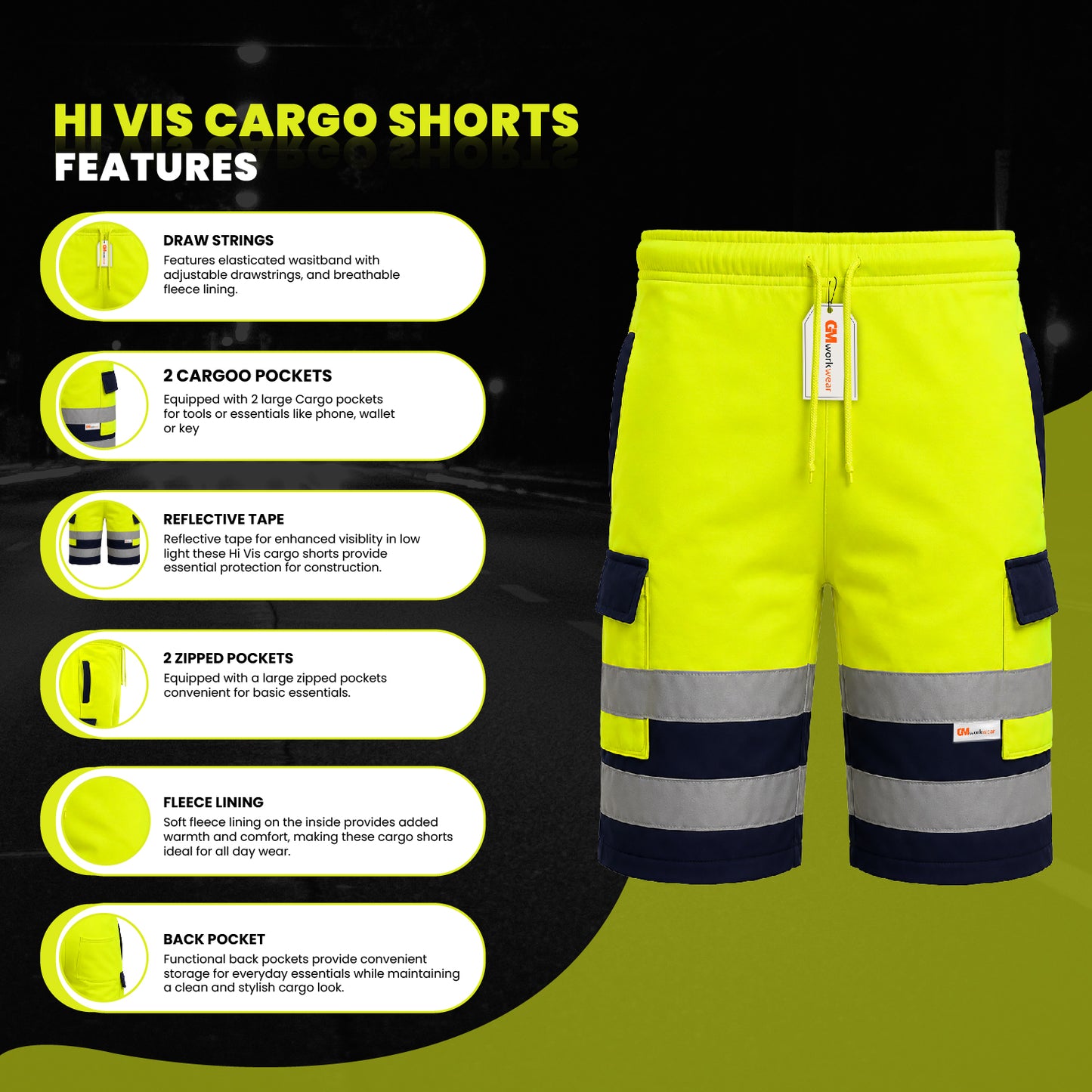 GM Workwear High Visibility Shorts