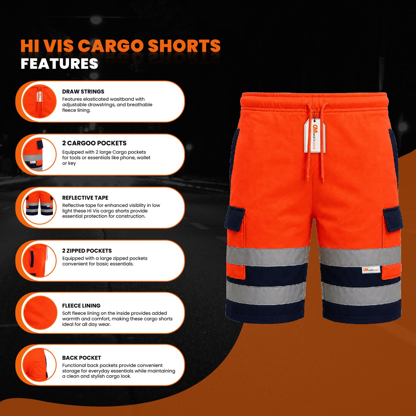 GM Workwear High Visibility Shorts