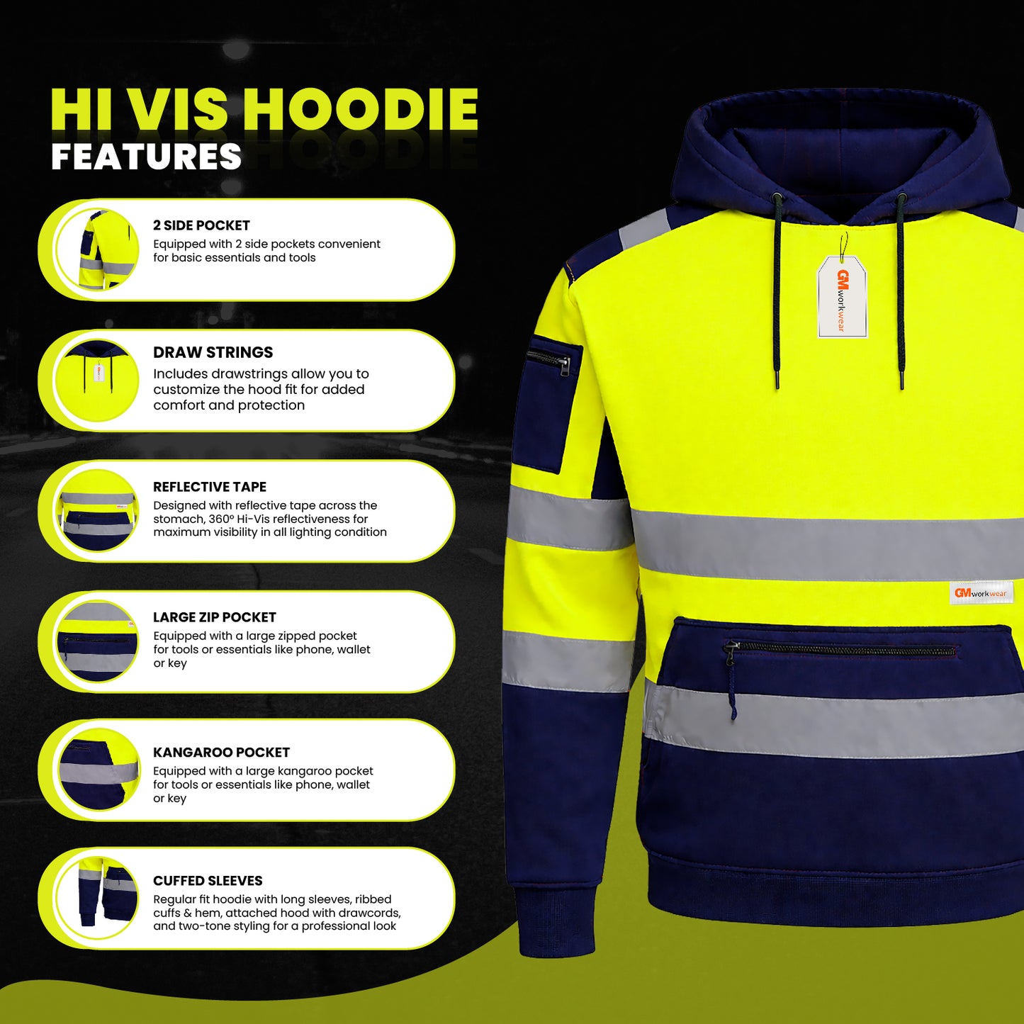 High Visibility Reflective Pullover Hoodie