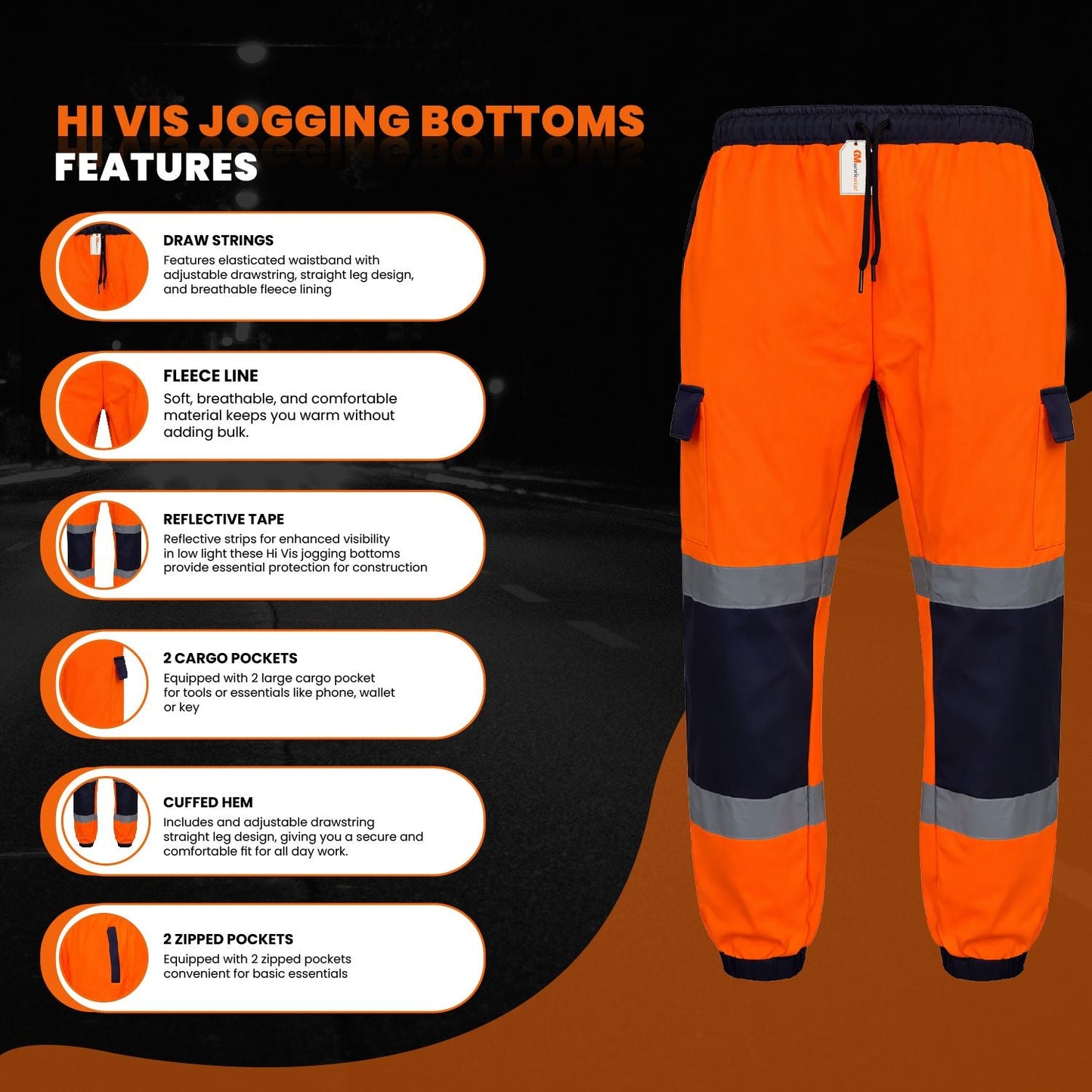 GM Workwear High Visibility Joggers