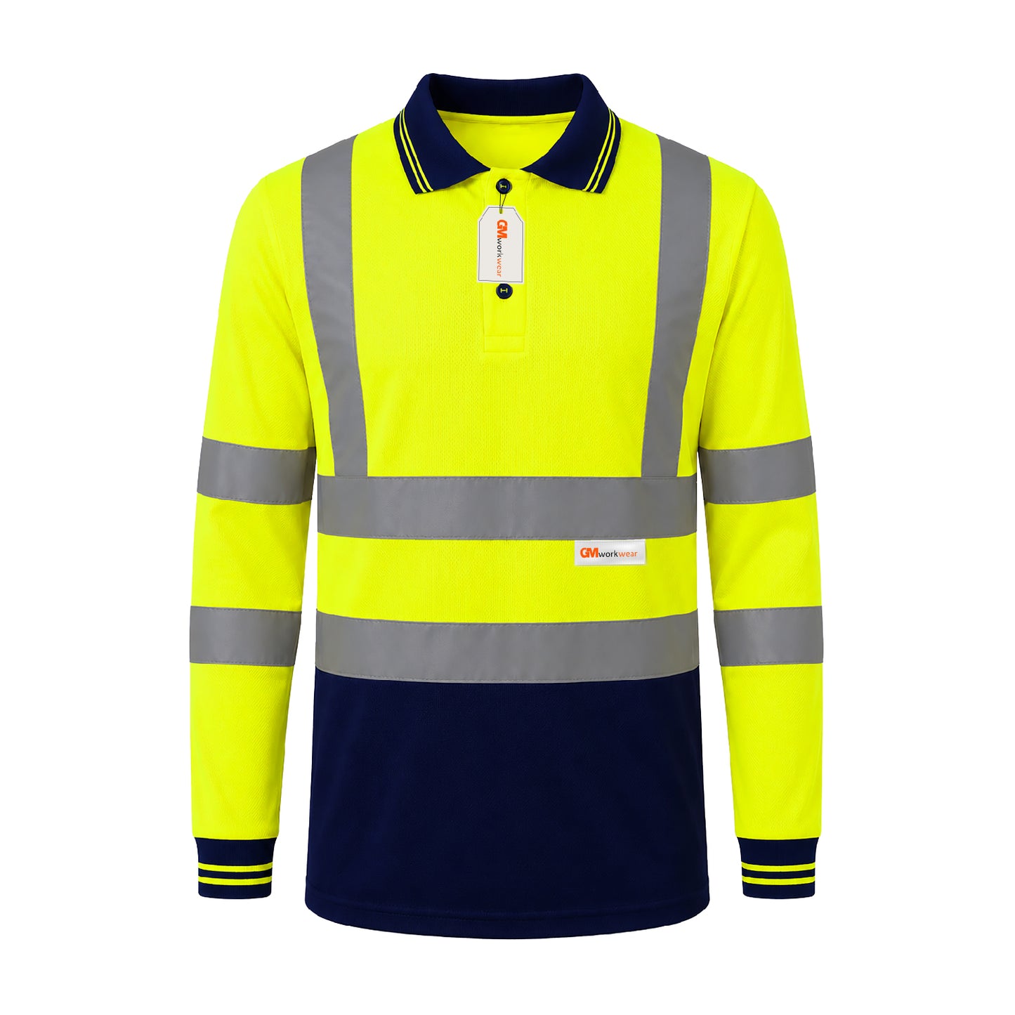 GM Workwear High Visibility Long Sleeve Polo Shirt