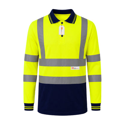 GM Workwear High Visibility Long Sleeve Polo Shirt