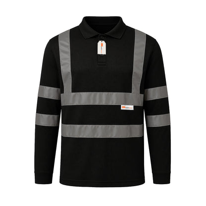 GM Workwear High Visibility Long Sleeve Polo Shirt