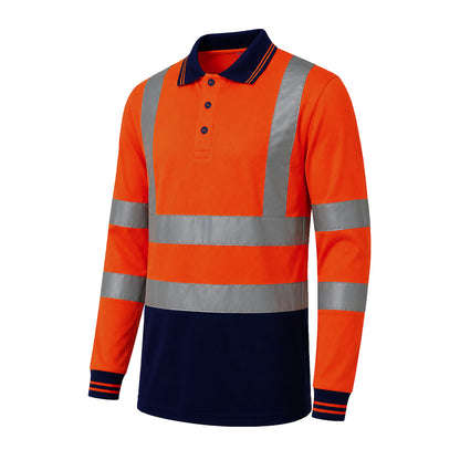 GM Workwear High Visibility Long Sleeve Polo Shirt