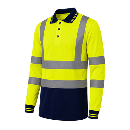 GM Workwear High Visibility Long Sleeve Polo Shirt