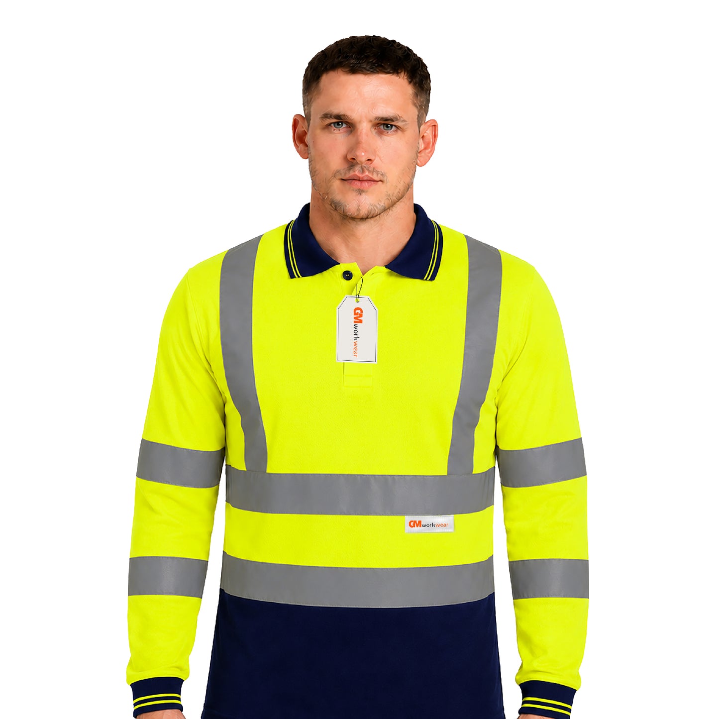 GM Workwear High Visibility Long Sleeve Polo Shirt