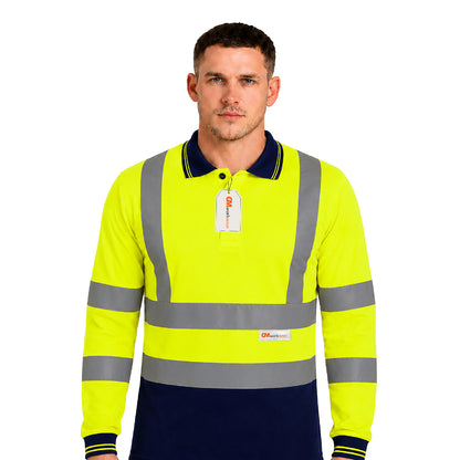 GM Workwear High Visibility Long Sleeve Polo Shirt