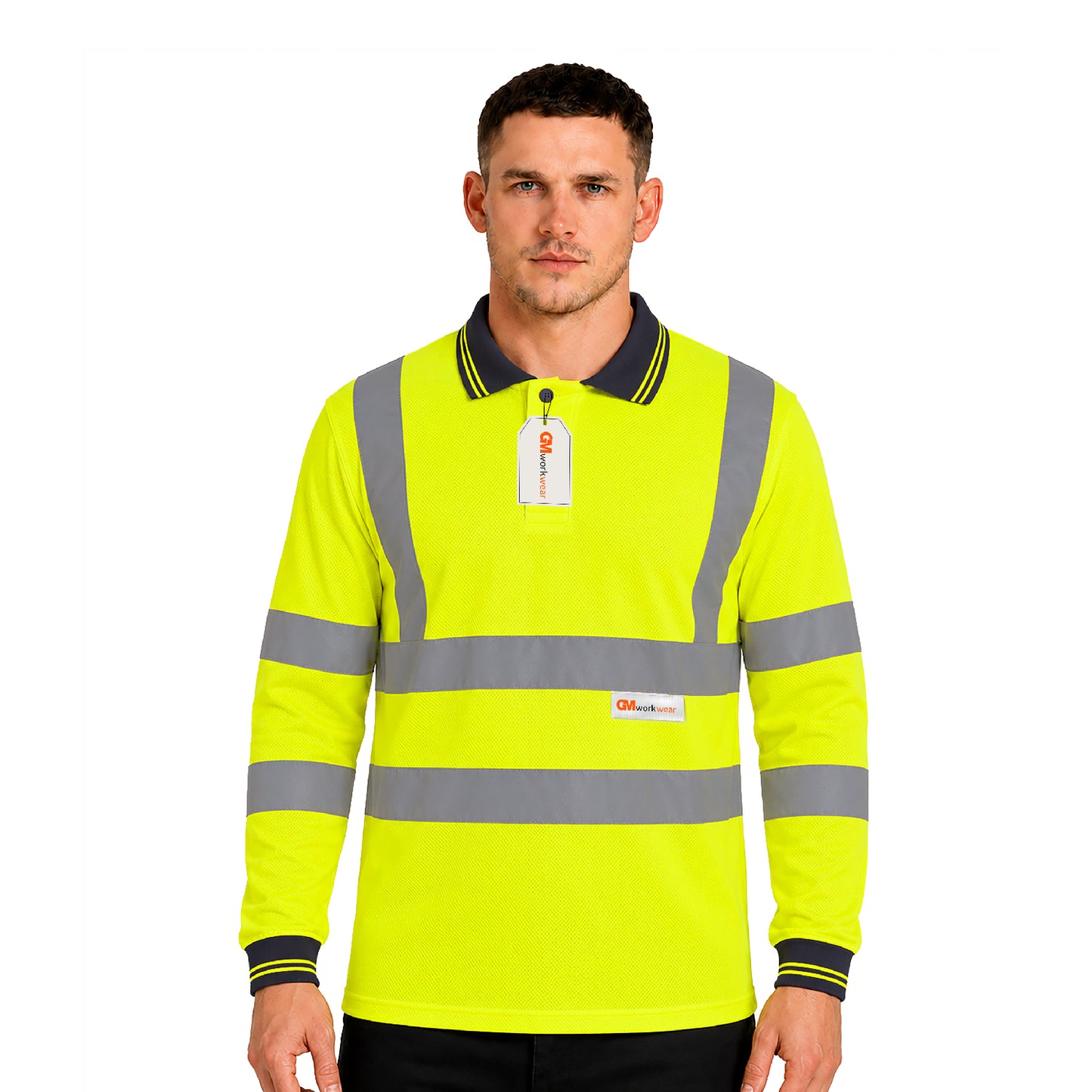 GM Workwear High Visibility Long Sleeve Polo Shirt
