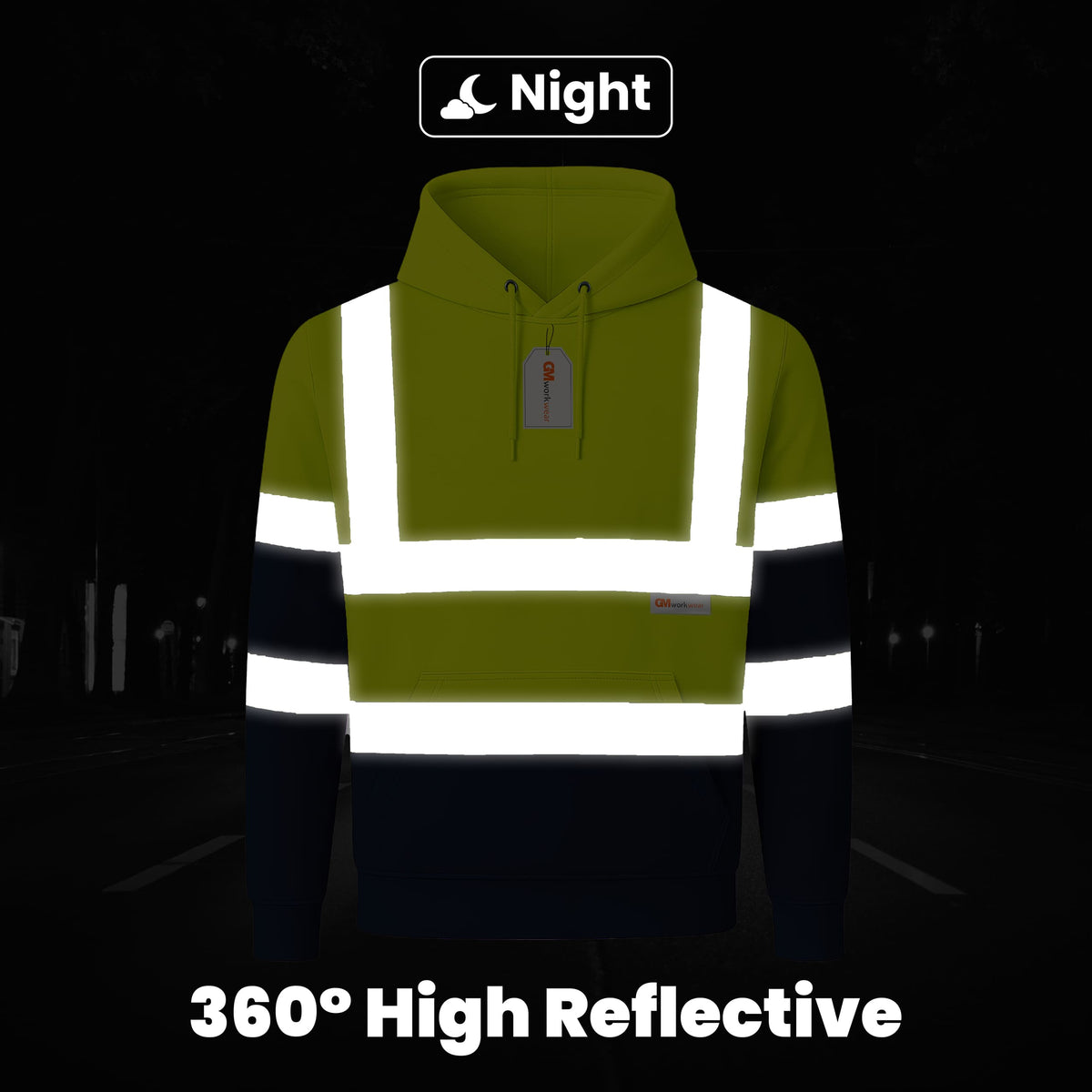 GM Hi Vis Hoodie Klasse 3 – Reflektierender Sicherheitspullover Für Männer, Gelb/orange