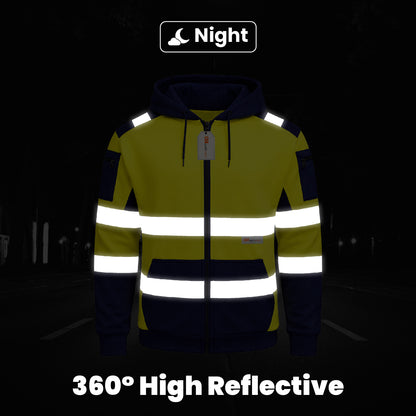 High Visibility Reflective Zip Up Hoodie