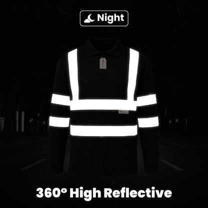 GM Workwear High Visibility Long Sleeve Polo Shirt