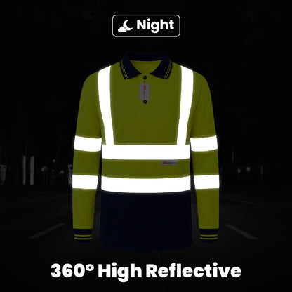 GM Workwear High Visibility Long Sleeve Polo Shirt