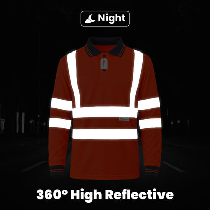 GM Workwear High Visibility Long Sleeve Polo Shirt