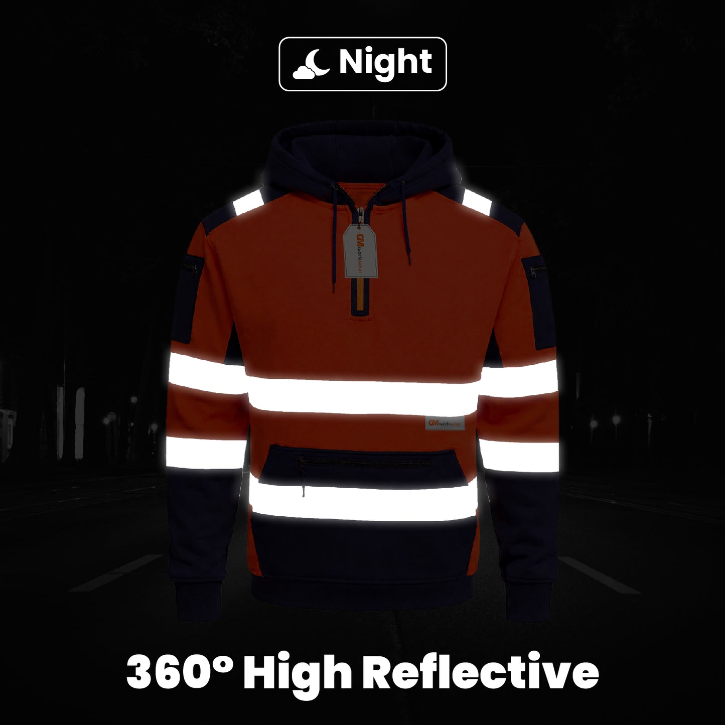High Visibility Reflective Quarter Zip Hoodie