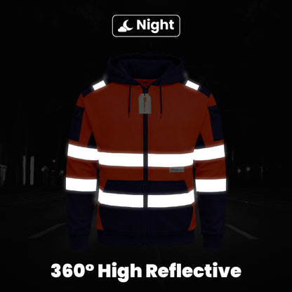 High Visibility Reflective Zip Up Hoodie