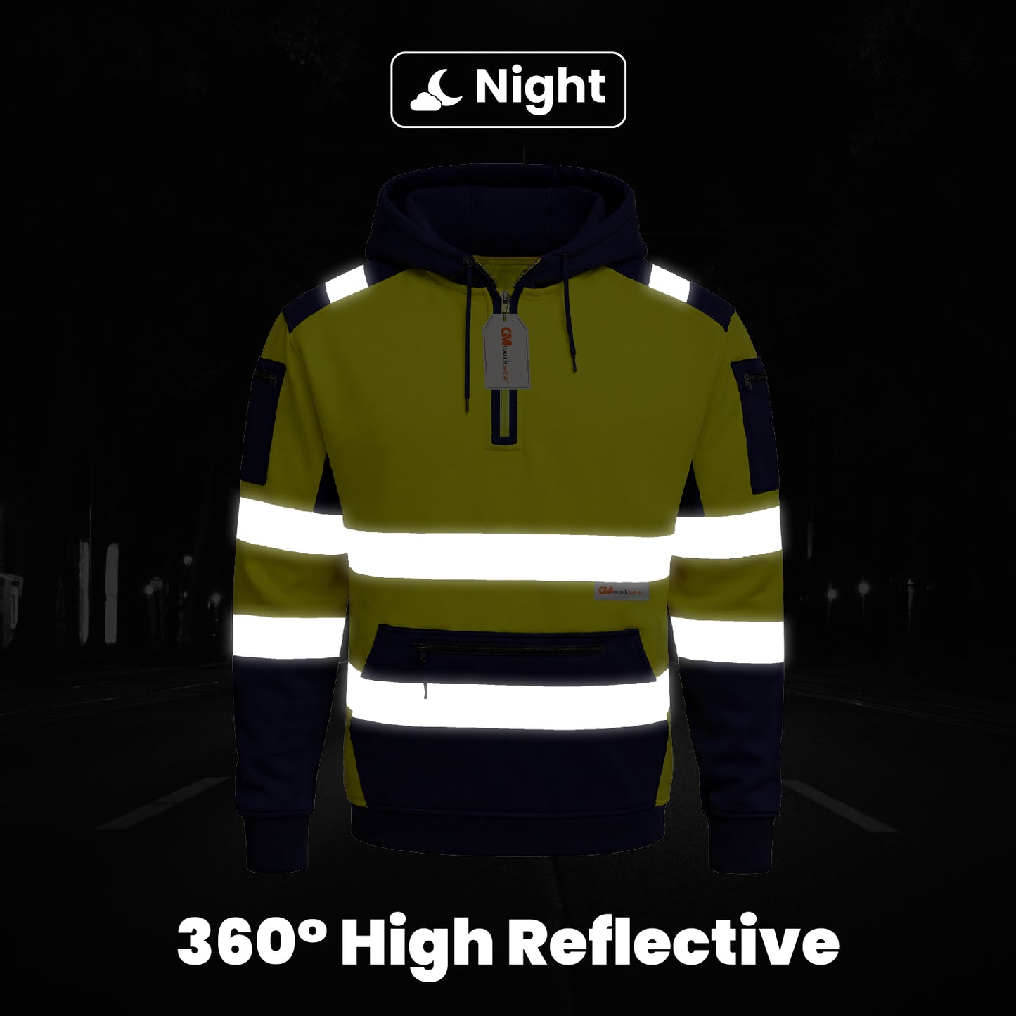 High Visibility Reflective Quarter Zip Hoodie