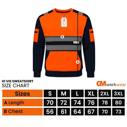 Hi Vis Reflective Sweatshirt 1 Stripe 2 Stripe