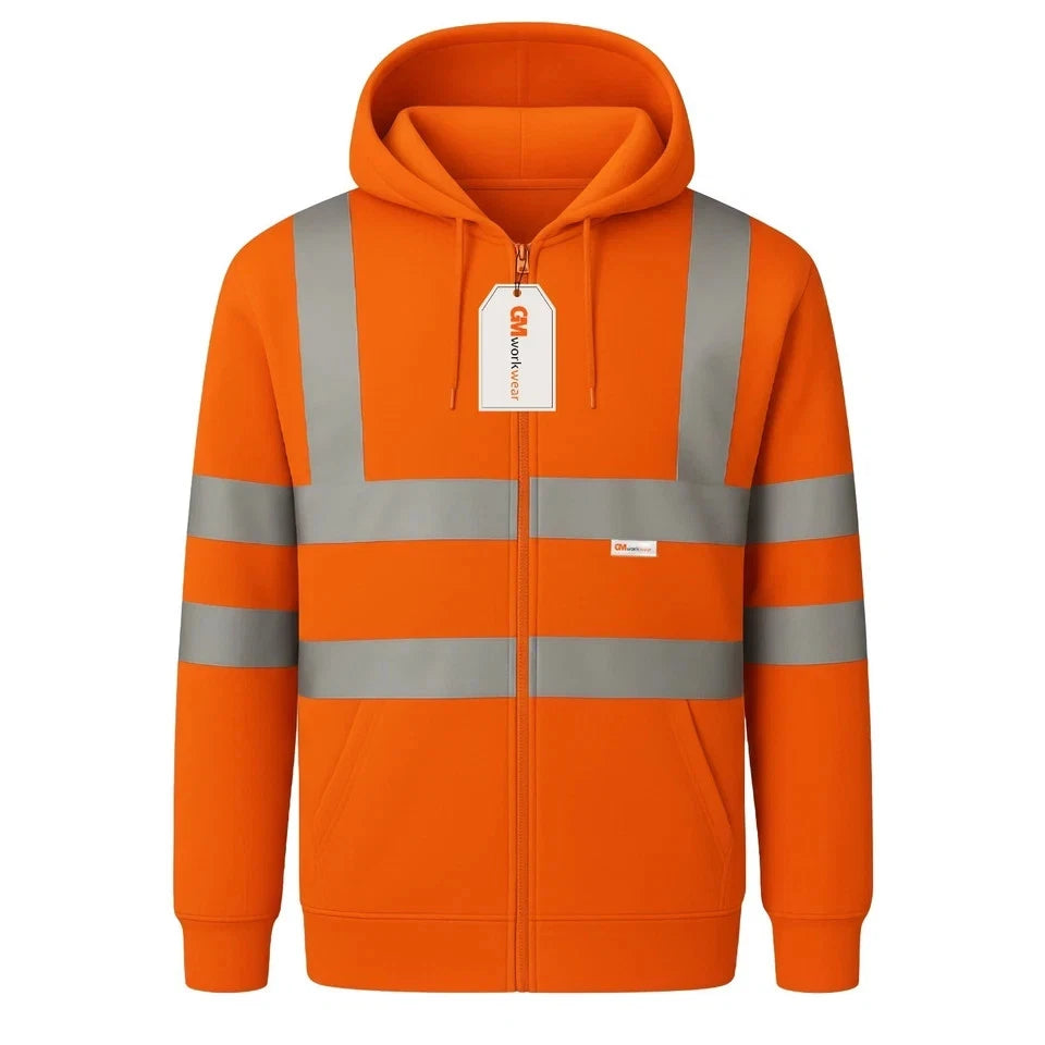 Hi Vis Zip-Up Hoodie – Reflective Safety Work Hoodie