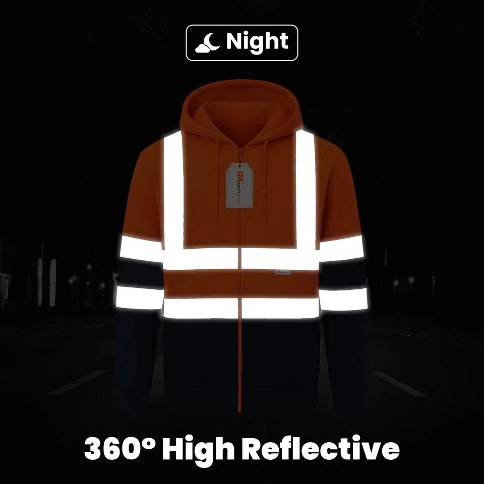 Hi Vis Zip-Up Hoodie – Reflective Safety Work Hoodie