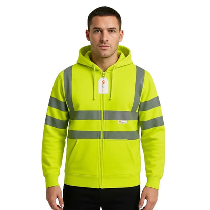Hi Vis Zip-Up Hoodie – Reflective Safety Work Hoodie