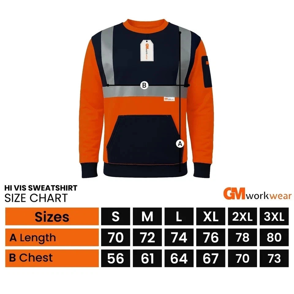 Hi Vis Reflective Sweatshirt 1 Stripe 2 Stripe