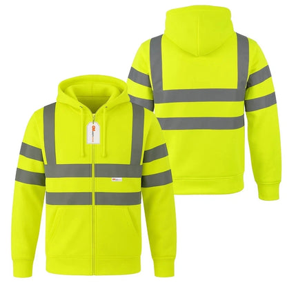 Hi Vis Zip-Up Hoodie – Reflective Safety Work Hoodie