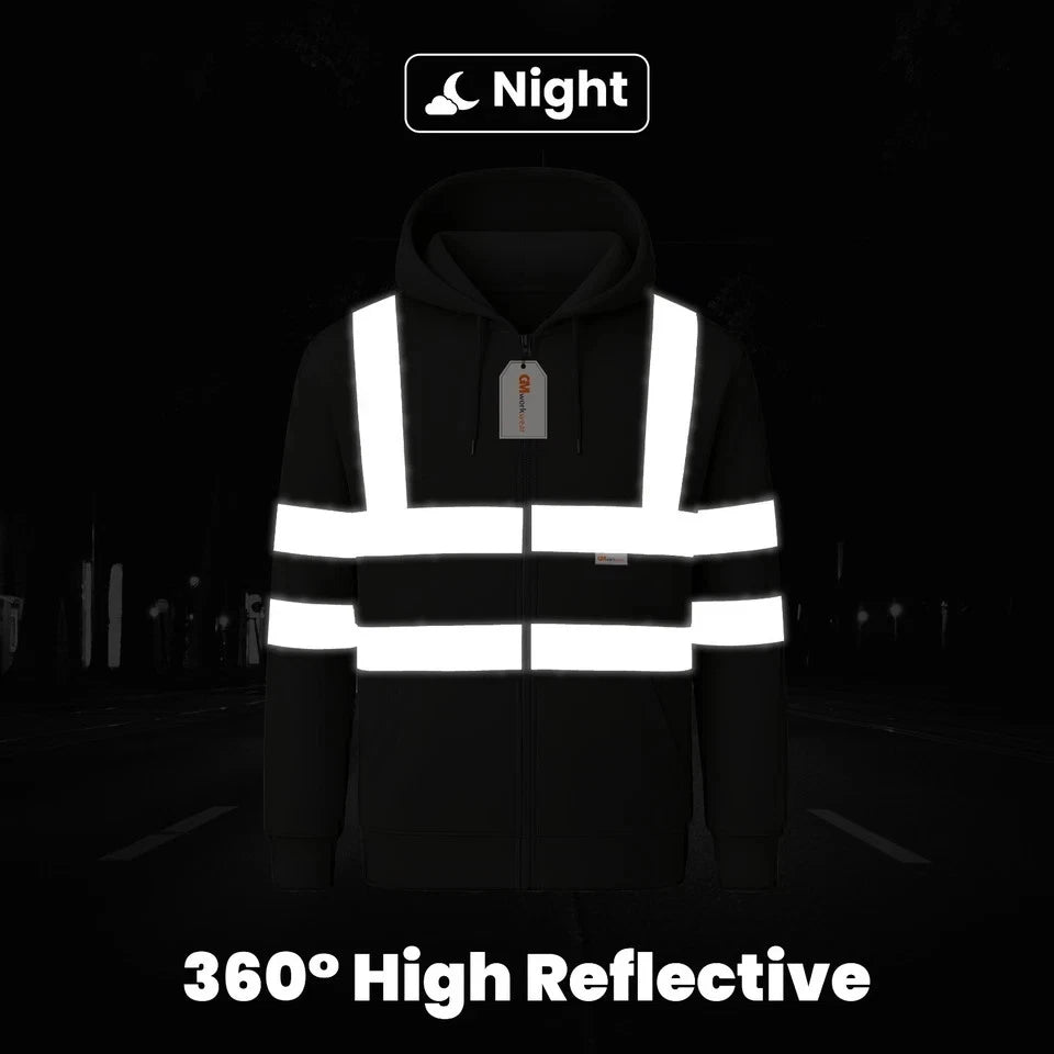 Hi Vis Zip-Up Hoodie – Reflective Safety Work Hoodie