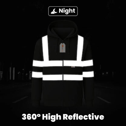 Hi Vis Zip-Up Hoodie – Reflective Safety Work Hoodie
