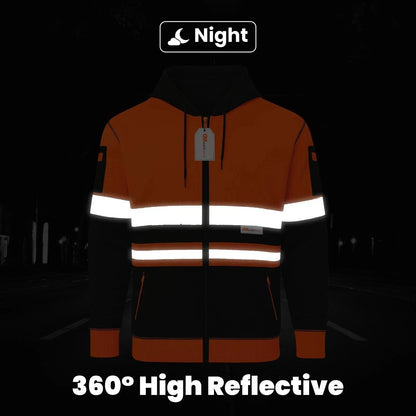 Hi Vis Reflective Hoodie Jacket Zip Up Hoodie
