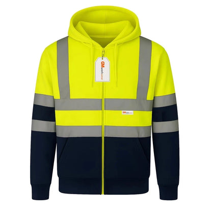 Hi Vis Zip-Up Hoodie – Reflective Safety Work Hoodie