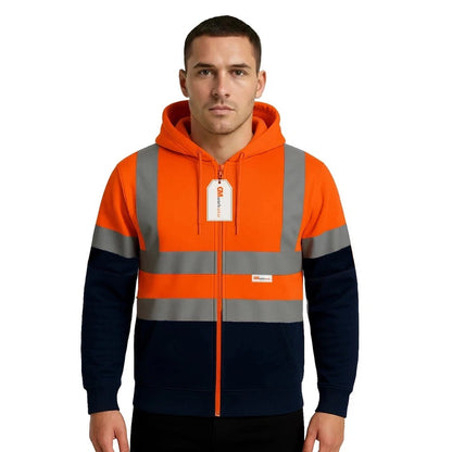 Hi Vis Zip-Up Hoodie – Reflective Safety Work Hoodie