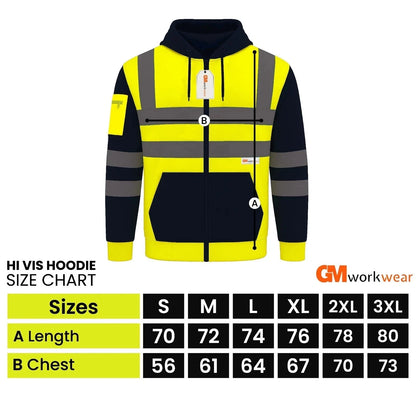 Hi Vis Reflective Hoodie Jacket Zip Up Hoodie