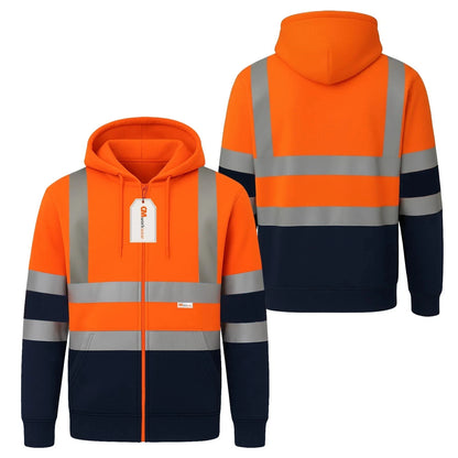Hi Vis Zip-Up Hoodie – Reflective Safety Work Hoodie
