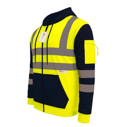 Hi Vis Reflective Hoodie Jacket Zip Up Hoodie