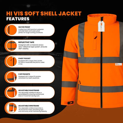 Hi Vis Reflective Soft Shell Jacket Safety Work Jacket