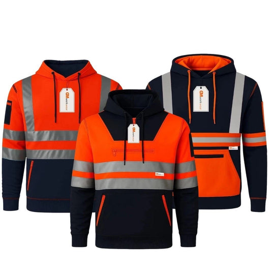 Men’s Hi Vis Pullover Hoodie – Reflective Safety Work Sweatshirt (S–3XL), Multiple Colors