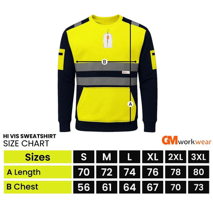 Hi Vis Reflective Sweatshirt 1 Stripe 2 Stripe