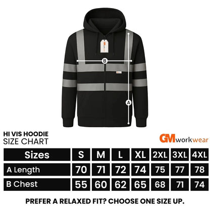 Hi Vis Zip-Up Hoodie – Reflective Safety Work Hoodie